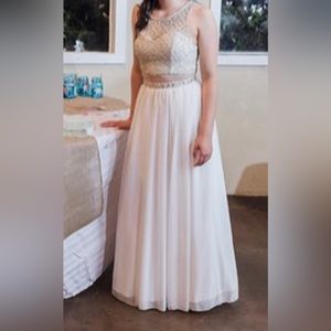 White and Gold Prom Dress